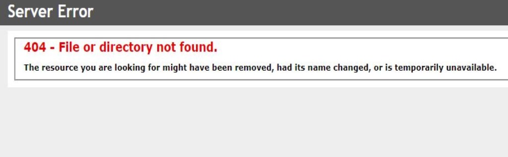 Screenshot from Revenue website 404 page saying
Server Error
404 - File or diretory not found.
The resource you are looking for might have been removed, had its name changed or is temporarily unavailable.